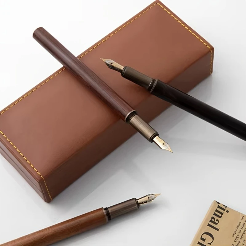 1 قطعة قلم حبر برونزي خشبي عتيق مخصص-نص 0.5 مللي متر فاخر لمكتب الأعمال الفنية الخط طالب المدرسة هدية #3