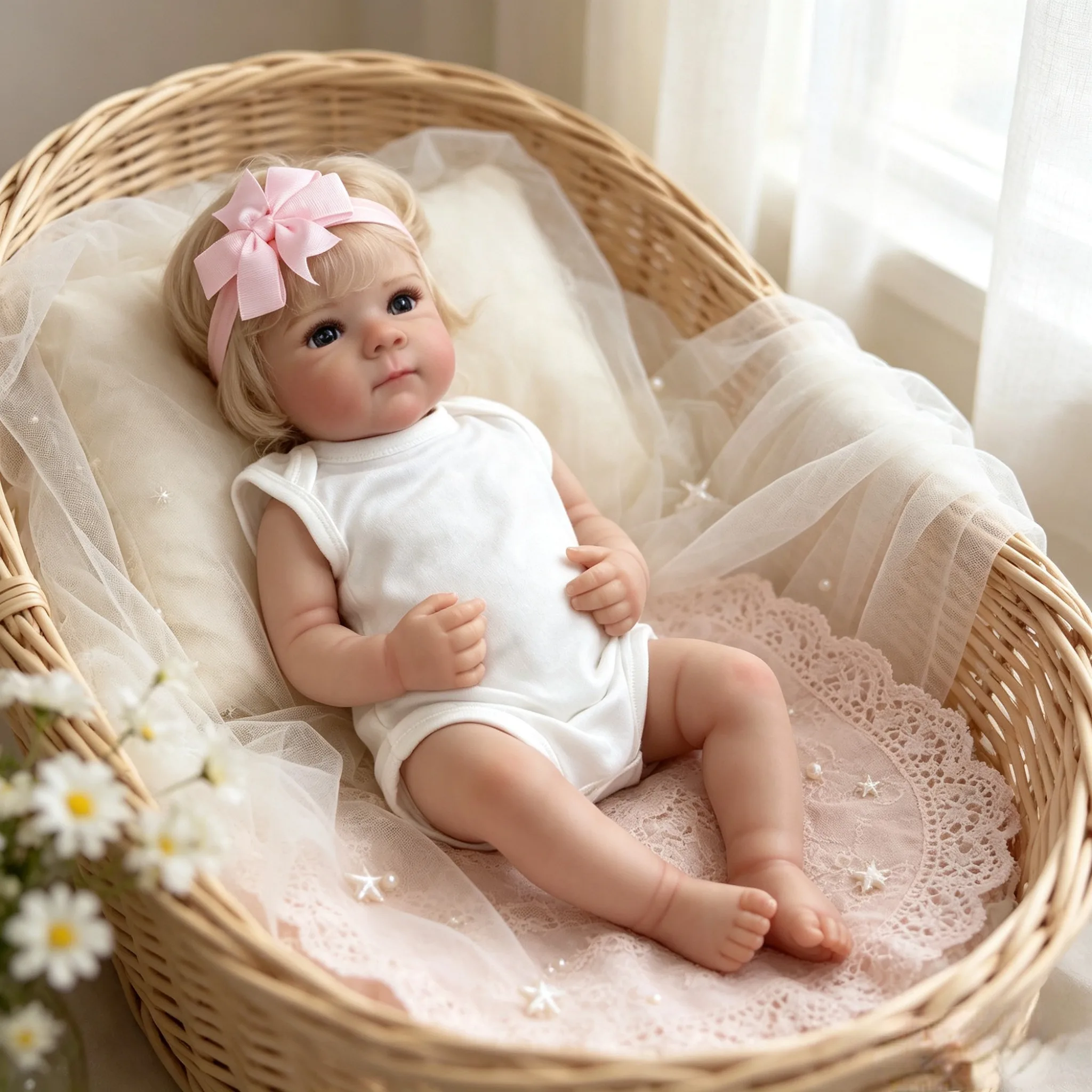 18 Inch Bettie Full Vinyl Reborn Baby Doll Hand Rooted Hair Lifelike Real Touch Factory Painted Collectible Birthday Gift（TT）