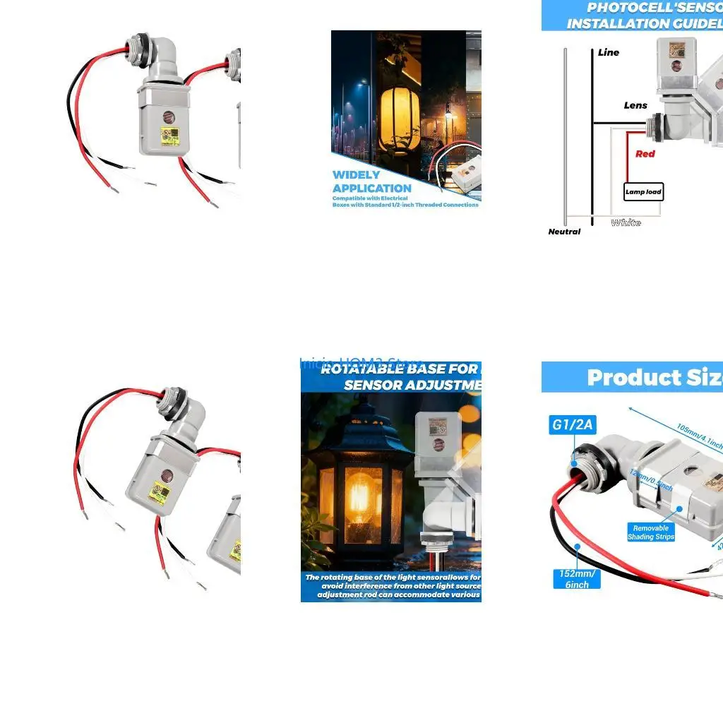 A5YD 2Pcs Dusk to Dawns Sensors Photoelectric Switches Replacement Waterproof Photoelectric Switches With Swivels Mount Enduring