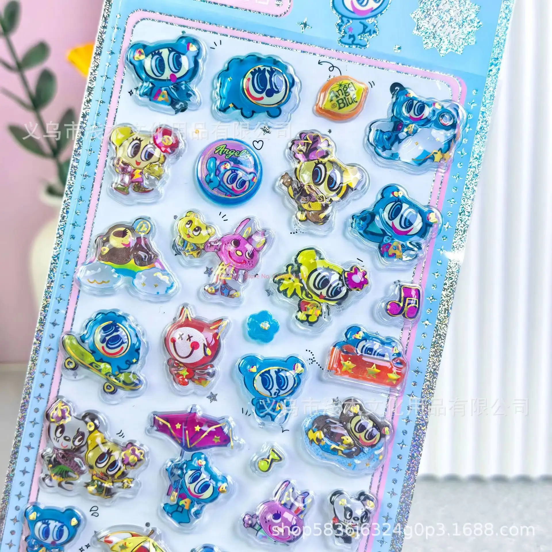 

40pcs Japanese Tamagotchi Blue Angel 3d Crystal Relief Sticker Diy Mobile Phone Case Decoration Children'S Handbook Toy Gift