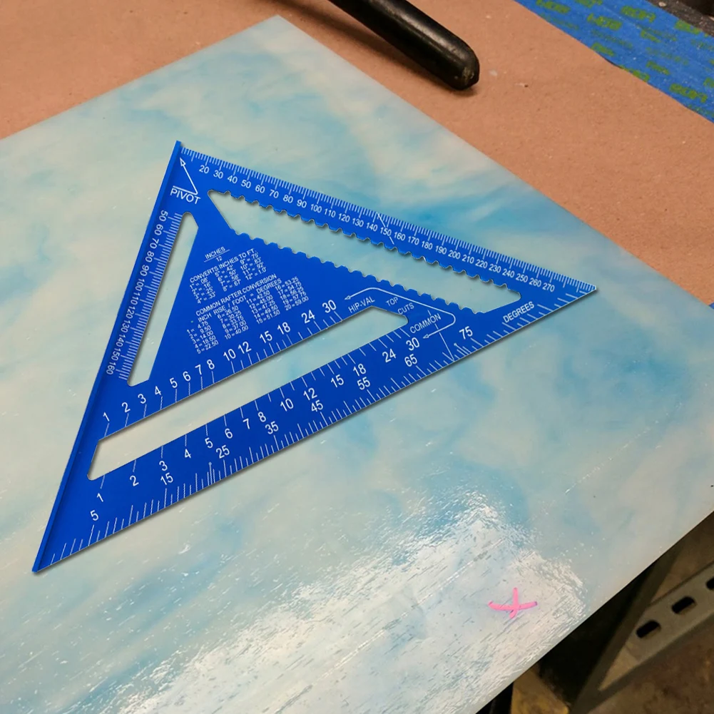 Régua triangular de 12 polegadas, régua quadrada de medição de liga de alumínio 90 °   Ferramentas de trabalho de madeira com régua quadrada triangular para carpinteiro