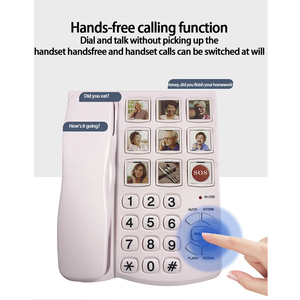 Picture Speed Dial Telephone Convenient For Seniors With Memory Loss Big Button And Picture Corded