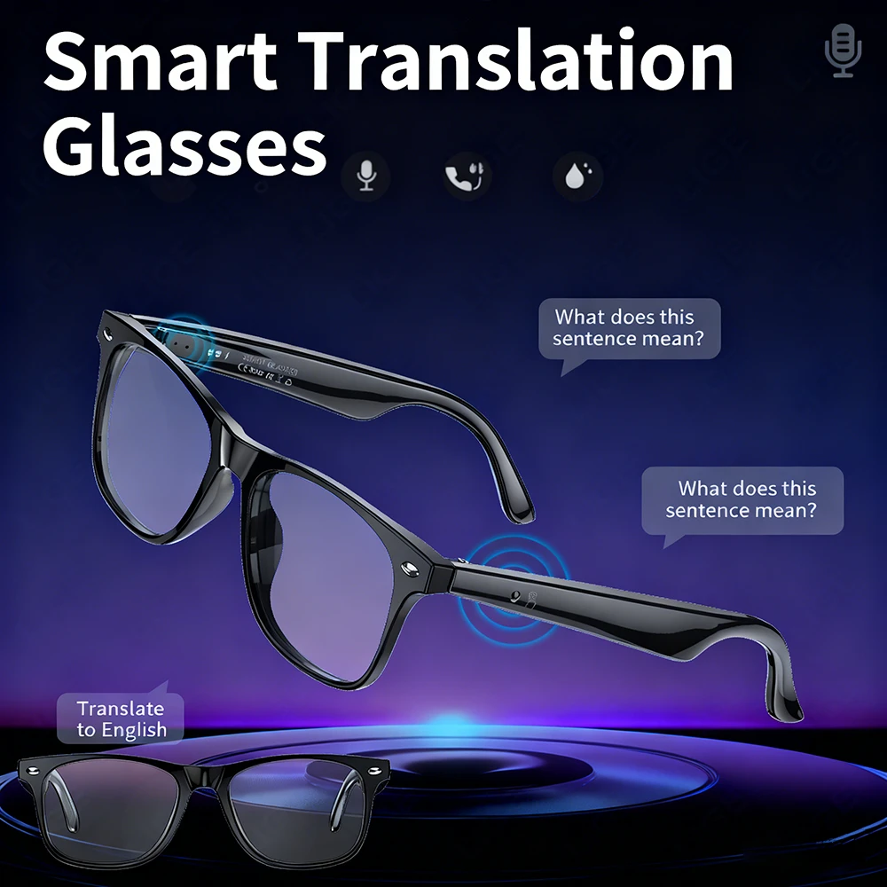

New Smart Translate Glasses Bluetooth Call Noise Canceling Music Play BT Call Smart Translator Sunglasses for Studying Travaling