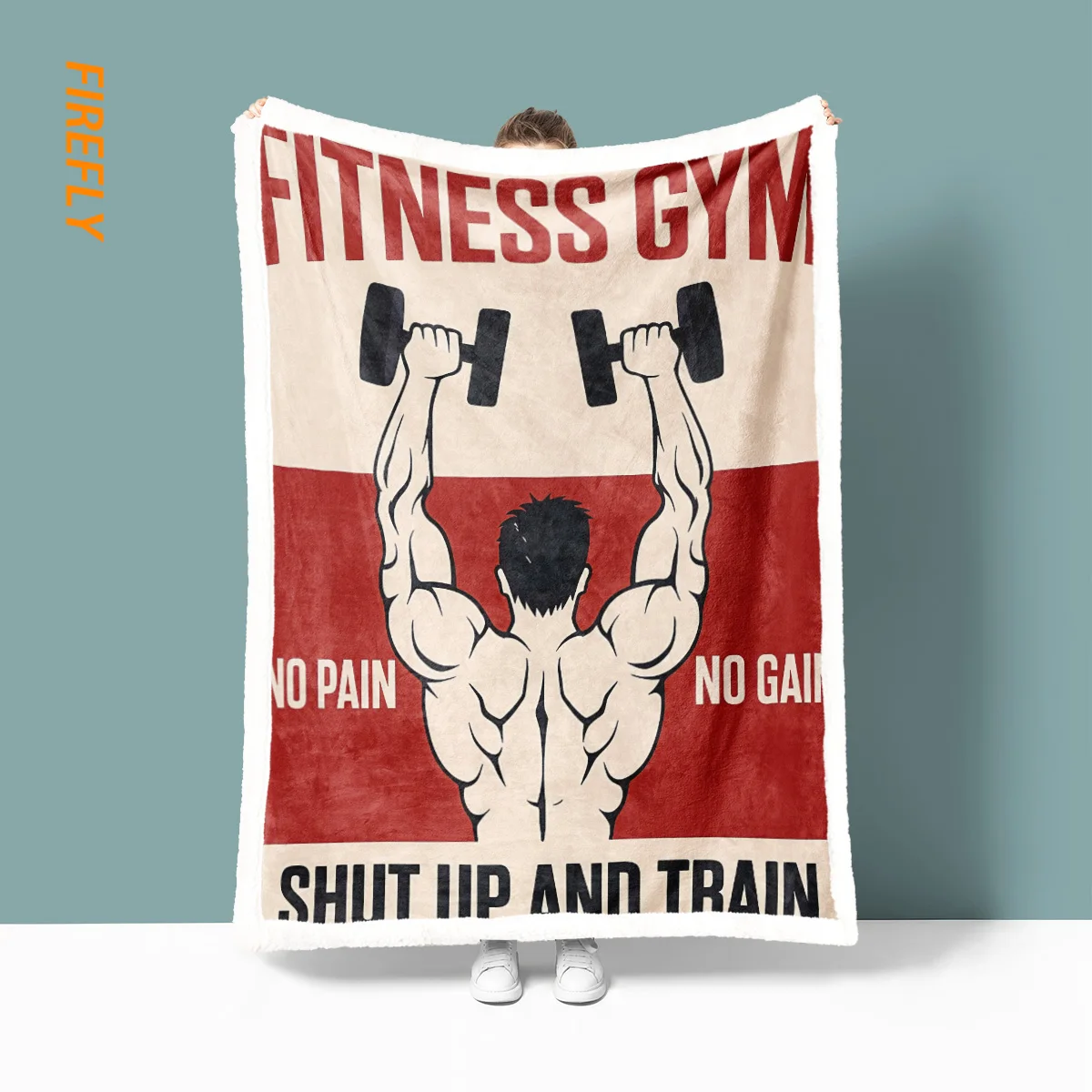 

1 шт., одеяло из искусственного флиса ягненка с принтом для тяжелой атлетики, утолщенное одеяло для гостиной, дивана, сна, несколько размеров, можно стирать в машине