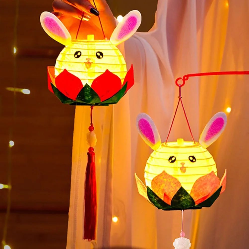 

DIY Material Package Mid-Autumn Festival Lantern Handheld Glowing Lotus Flower Lanterns Handmade Chinese Style