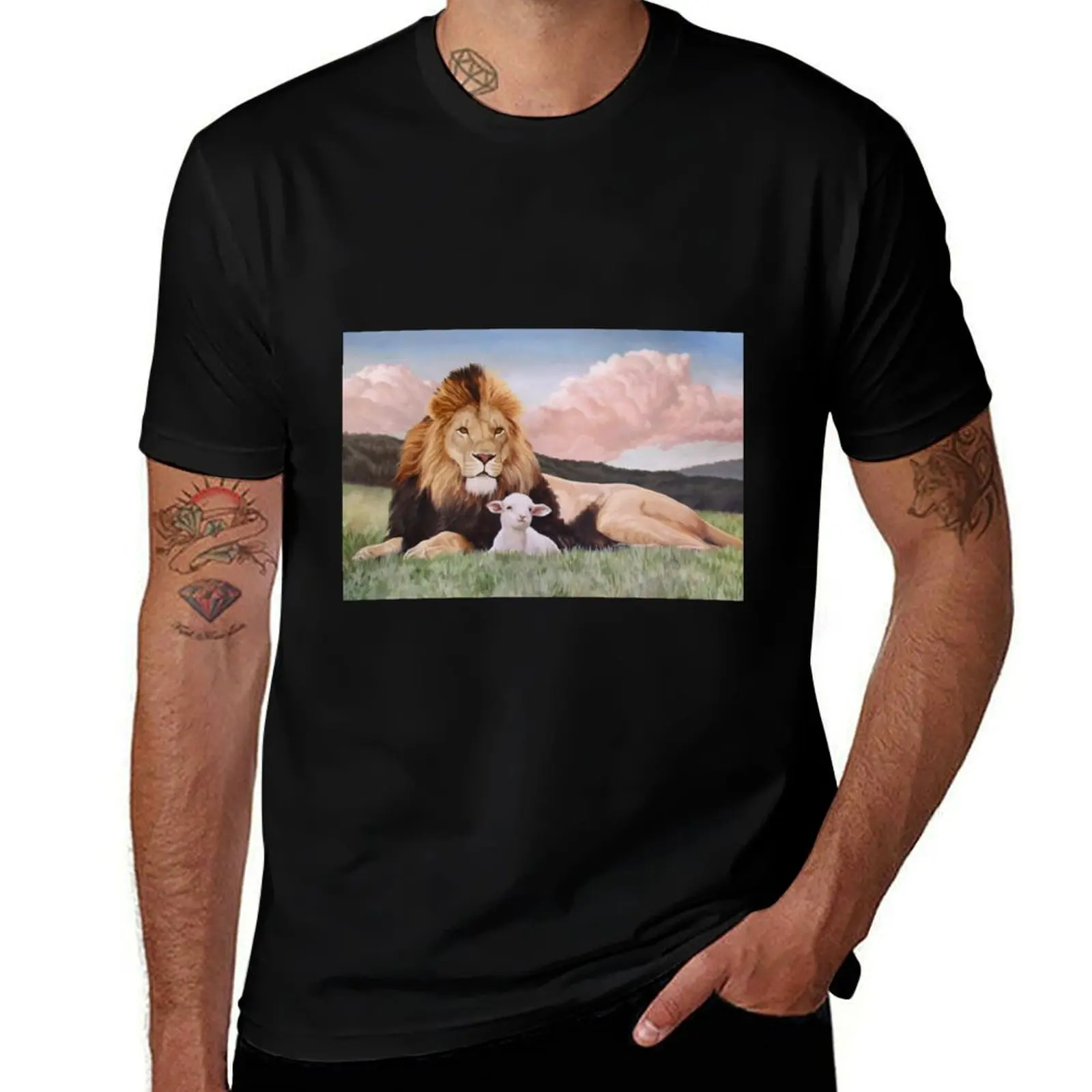 The Lion and the Lamb T-Shirt All Match Basic Short Sleeve Top T-Shirt