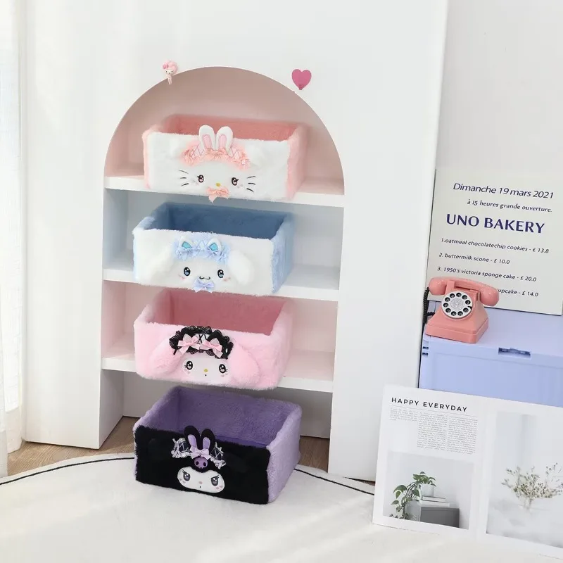

Hello Kitty Kuromi Themed Cartoon Home Desktop Storage Box Perfect for Storing Cosmetics Jewelry and Sorting Out Plush Clothes