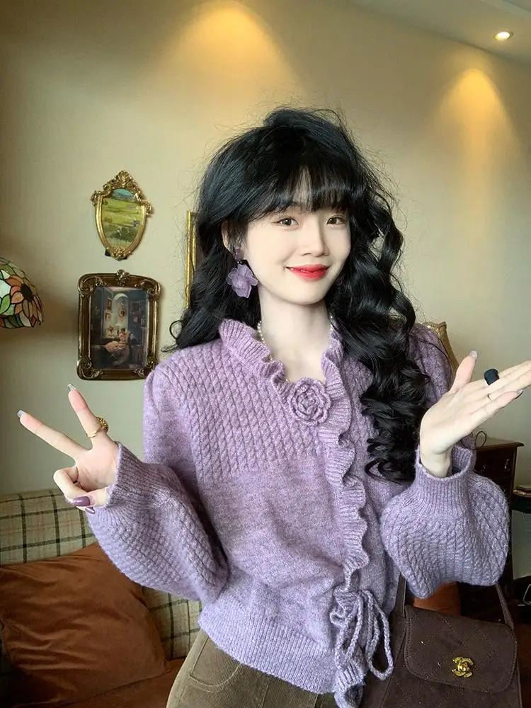 

Sweaters Jumpers Pullovers Woman Y2K Knit Wear Sashes Femme Restaurant Dinner Date Night Romance Elegant Feminine Sophisticated