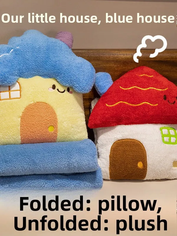 

Two-In-One Pillow Blanket Air Conditioned Car Office Nap Pillow Soft Plu Filling Country Sle Cartoon Pattern Home Textile