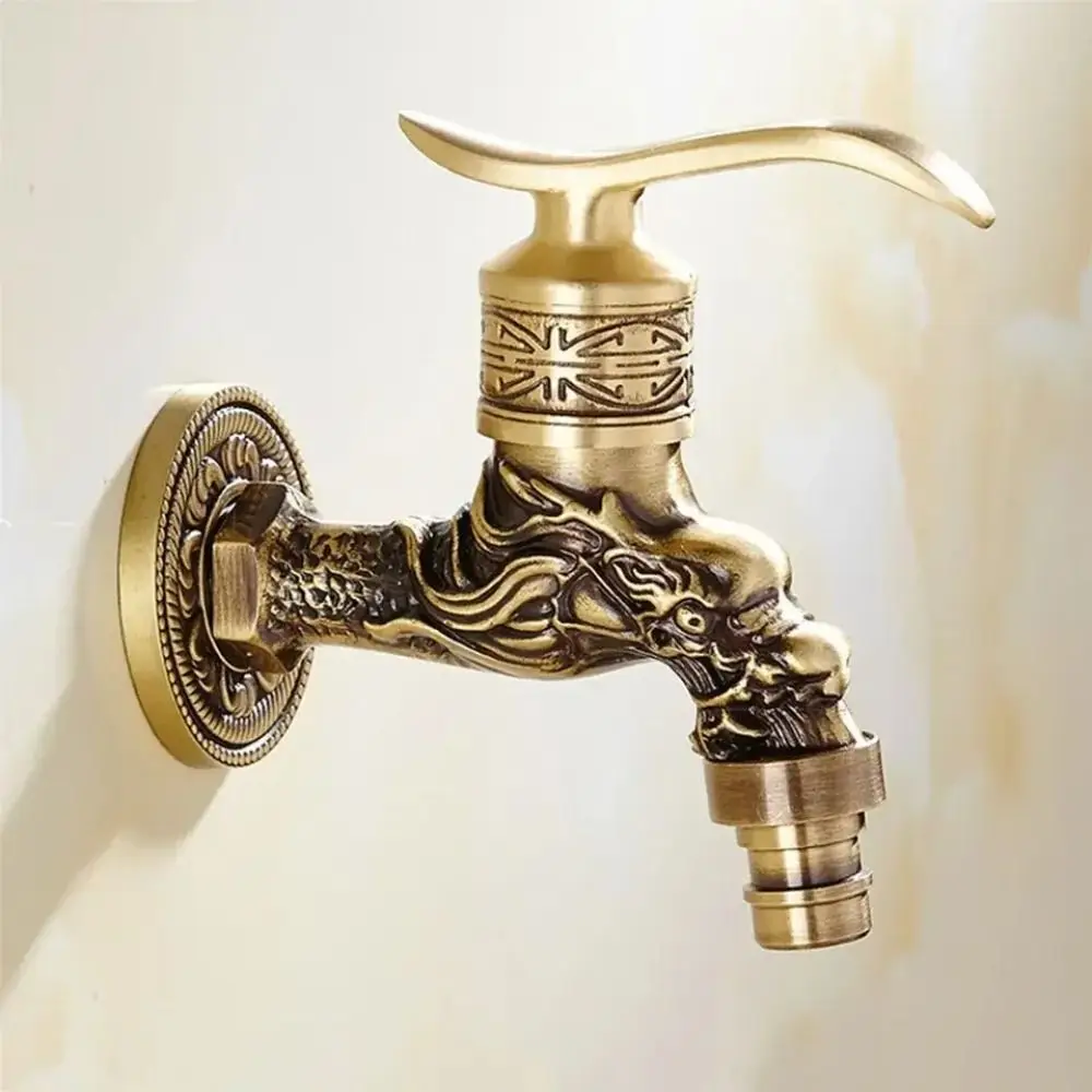 Dragon Head Design Antique Faucet Wall-Mounted Structure Freeze-Resistant Material Dragon Spout Tap Universal Connection