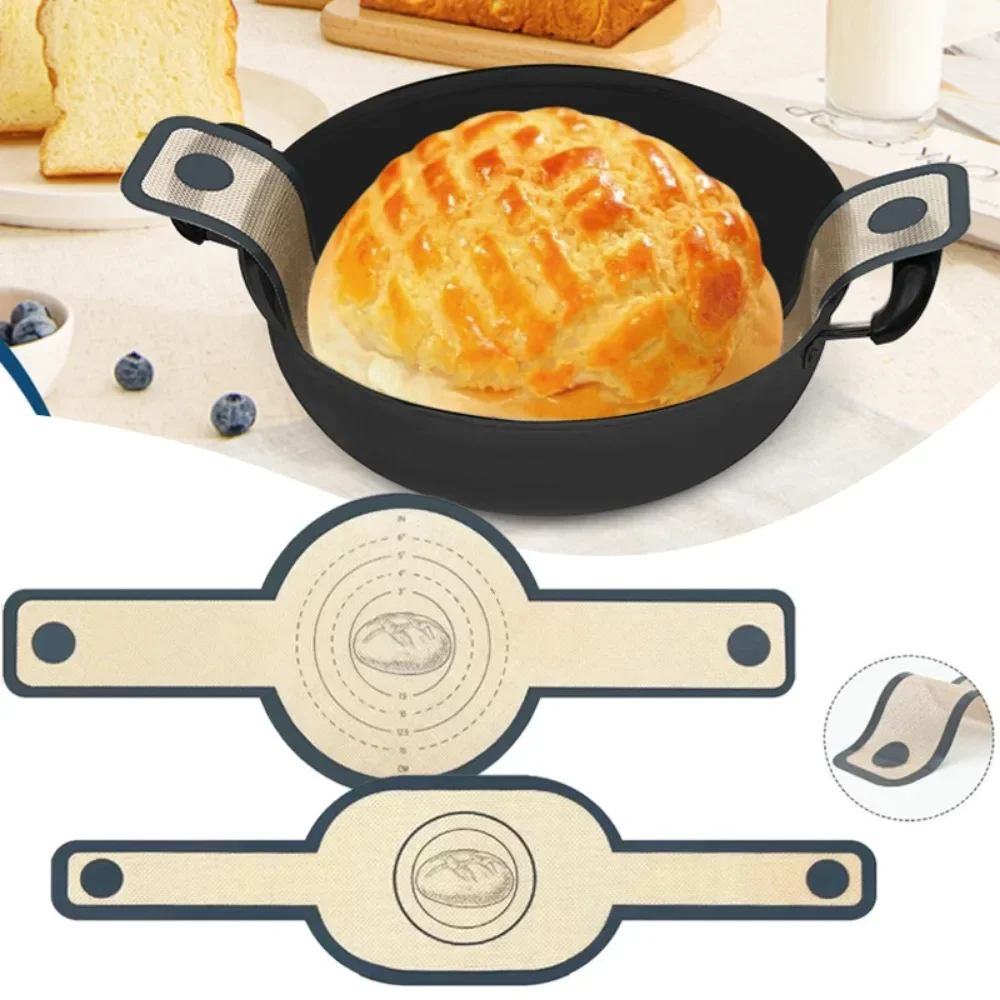 

Reusable Silicone Bread Sling for Dutch Oven Baking Mat Long Handles Non-Stick Liners for Transferable Dough Pastry Supplies