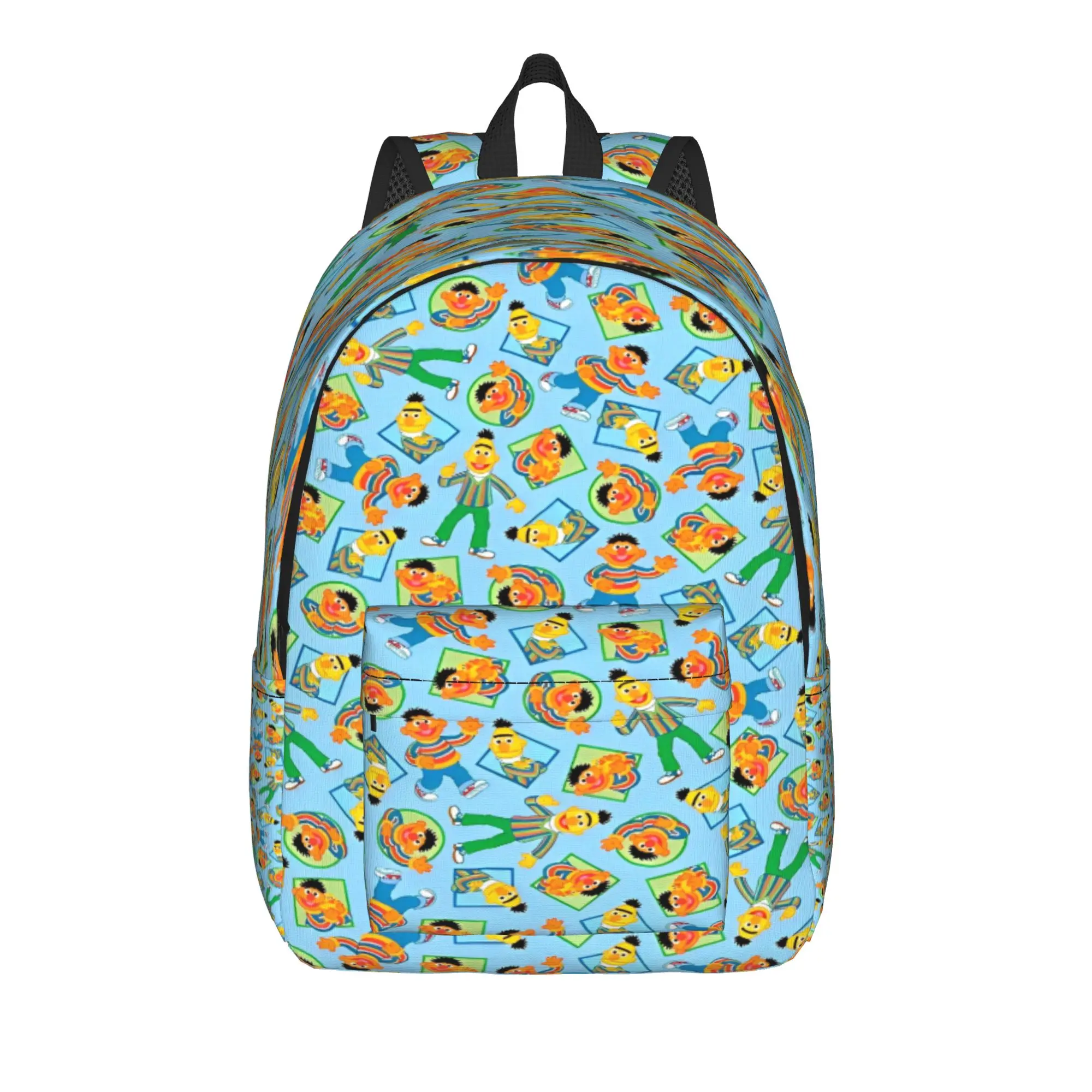 Sesames Streets Backpack  Female Polyester Trekking Backpacks Breathable Kawaii High School Bags Rucksack
