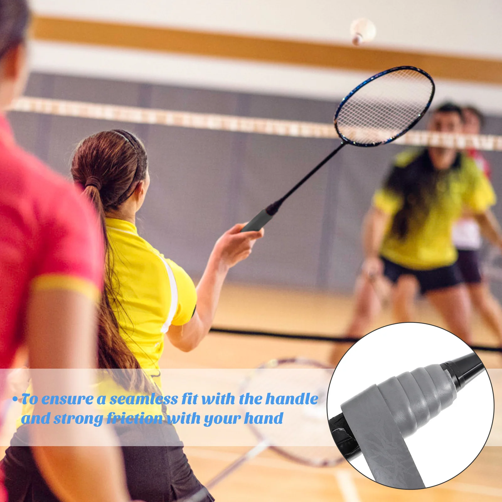 2 Rolls Sticky Nonslip Tennis Racket Overgrip Tape Thickened PU Double-Sided Coating Sweat Absorption Badminton Overgrip