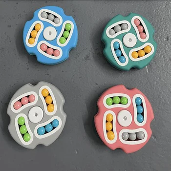 몬테소리 회전 마술 콩 손가락 끝 장난감, 어린이 IQ 마음 두뇌 티저 게임, 교육 스피너 스트레스 해소 장난감 선물 