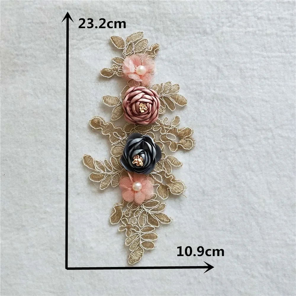 1 piece for sale lace chest decoration 3D three-dimensional flower sequin embroidery DIY clothing craft supplies accessories