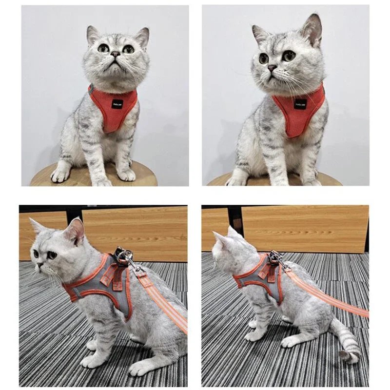 Breathable Dog Cat Harness Leash Set For Chihuahua French Bulldog Vest Harness Pet Chest Straps Small Dogs Lead Walking Supplies