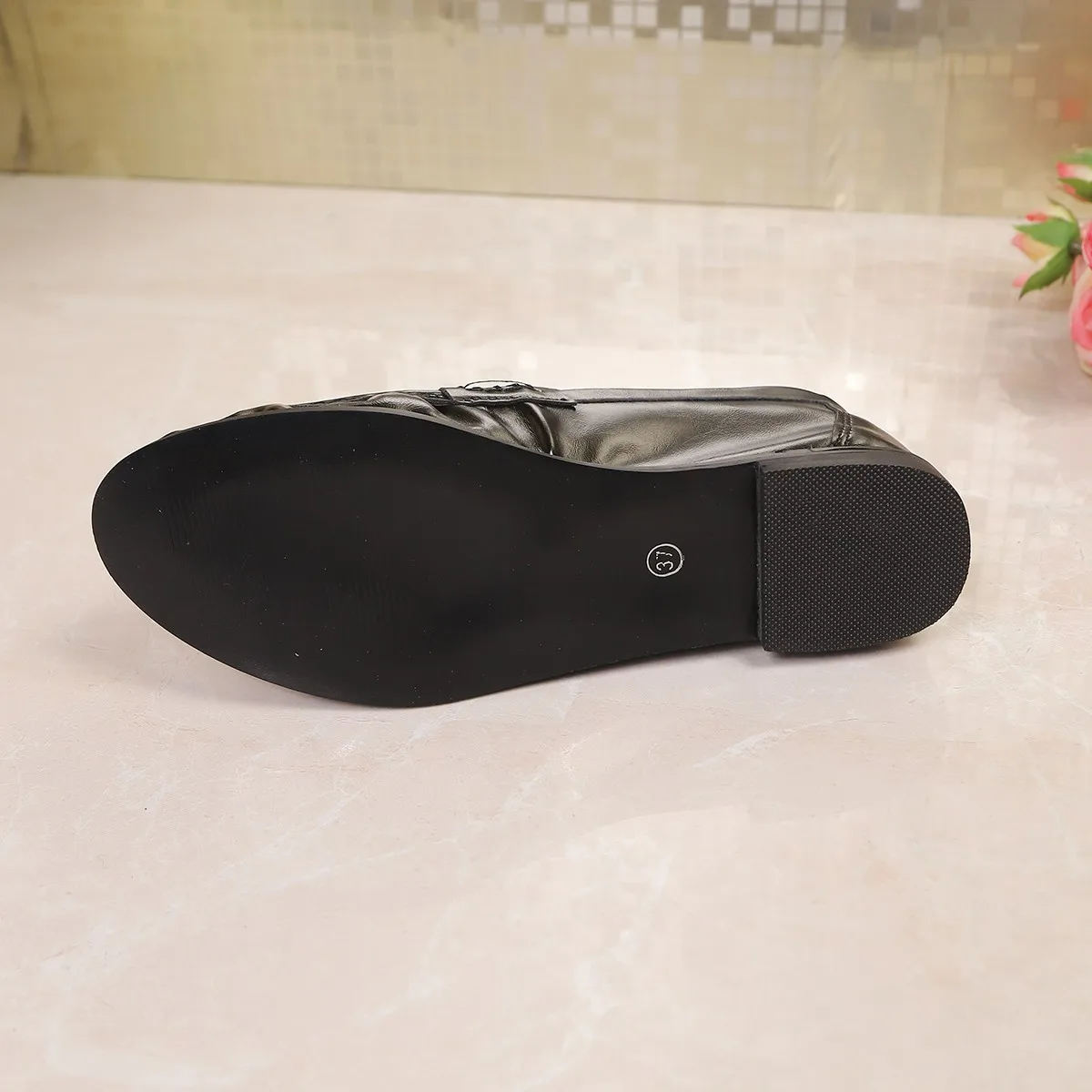 Bild 3: 2026 Sommer Britischer Stil Schwarze Arbeitsflachschuhe für Damen Lässige Flache Slipper Weiche Bootsschuhe