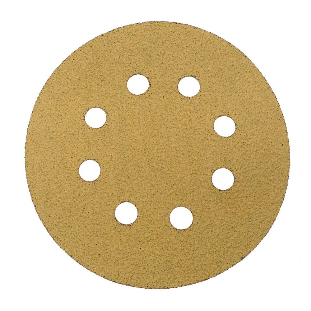 5/10 Pcs 5 Inch 125MM 8 Hole Flocking Yellow Sandpaper Self-adhesive For Polishing Abrasive Tools Electric Grinder Accessories
