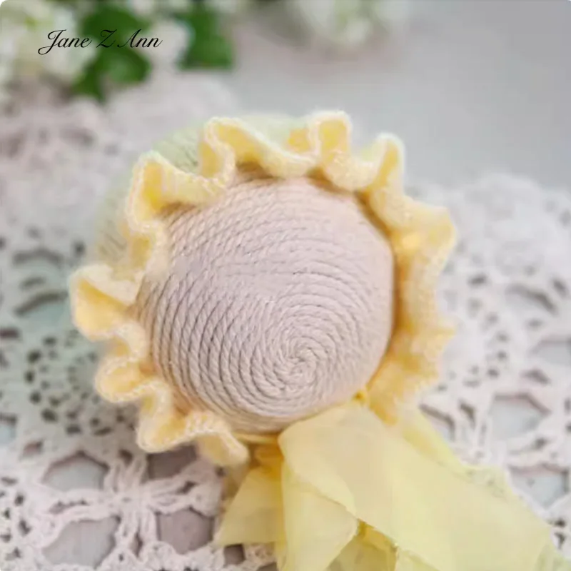 Children photography hat mohair woven yarn lace knitted bonnet newborn photo props