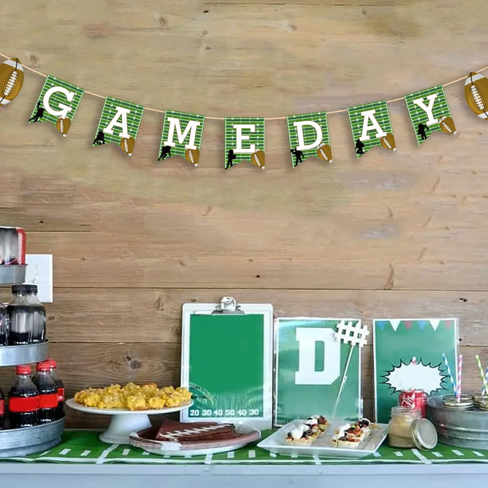 

4 шт., баннер для вечеринки в стиле регби, украшения для футбола, дня рождения, гирлянда, спортивные подвесные принадлежности для детей, украшение на стену и потолку