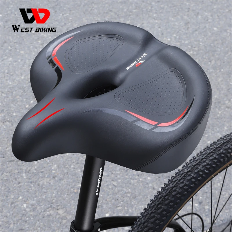 WEST BIKING MTB Bike Seat Wide Bicycle Sofa-Like Comfy Oversized Saddle Universal Electric Bike Exercise Stationary Bike Seat