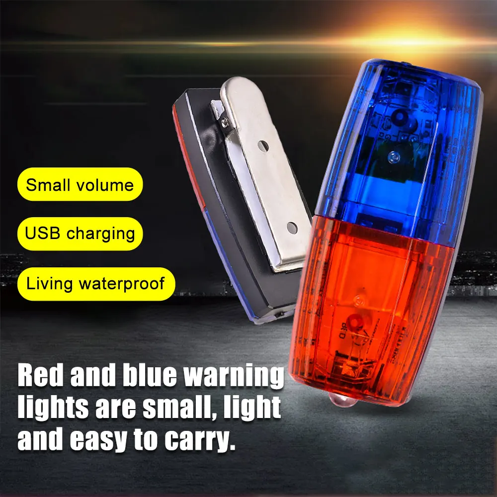 Red&Blue Police Warning Strobe Shoulder lights Rechargable LED Flashling Safety Clip Lamp For Outdoor Rescue,Traffic Guidan