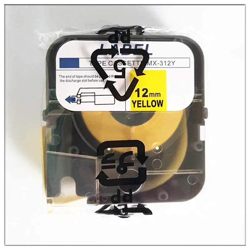 Compatible max label tapes cassette lm-mx312y yellow ink ribbon printer cartridge for tube printer lm-400a,lm-380e,lm-390a/pc