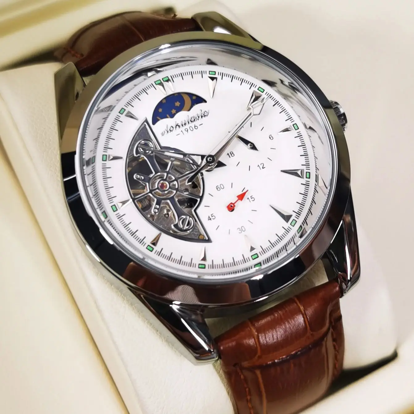 

AOKULASIC Fashion Tourbillon Automatic Mechanical Watch for Men Luminous Hands Leather Strap Luxury Brand Skeleton Watches 2025