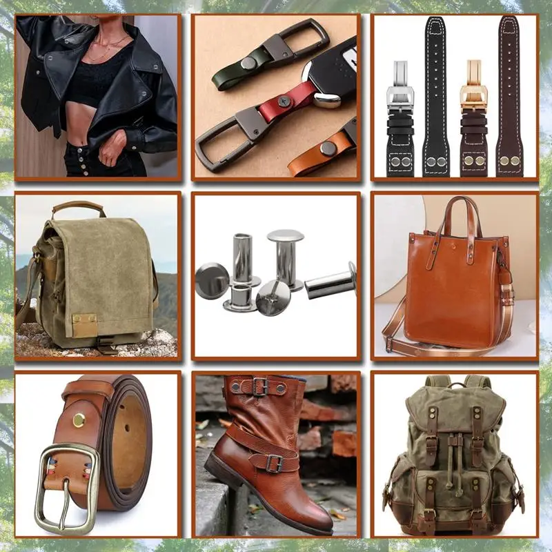 Premium-Chicago Screw Leather Rivets Assorted Screw Rivets M5 Chicago Binding Screws For Decorating PU Craft Belts(110PCS)