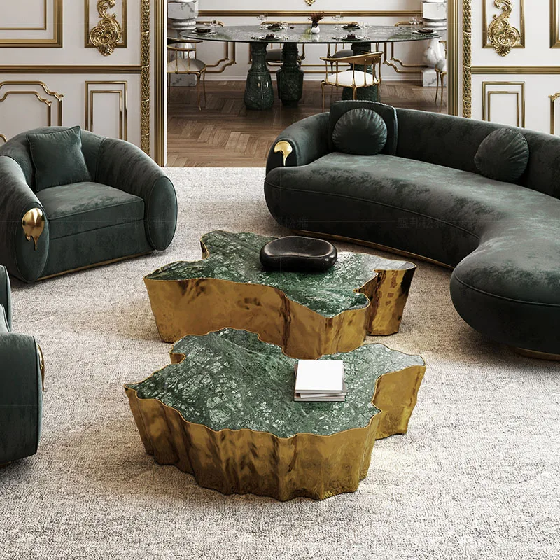 

Italian light luxury special-shaped coffee table stainless steel home villa living room