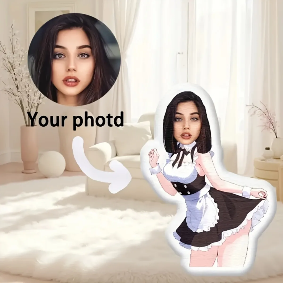 

Personalized photo plush pillow - Custom maid gift with your photo, a must-have gift for your girlfriend