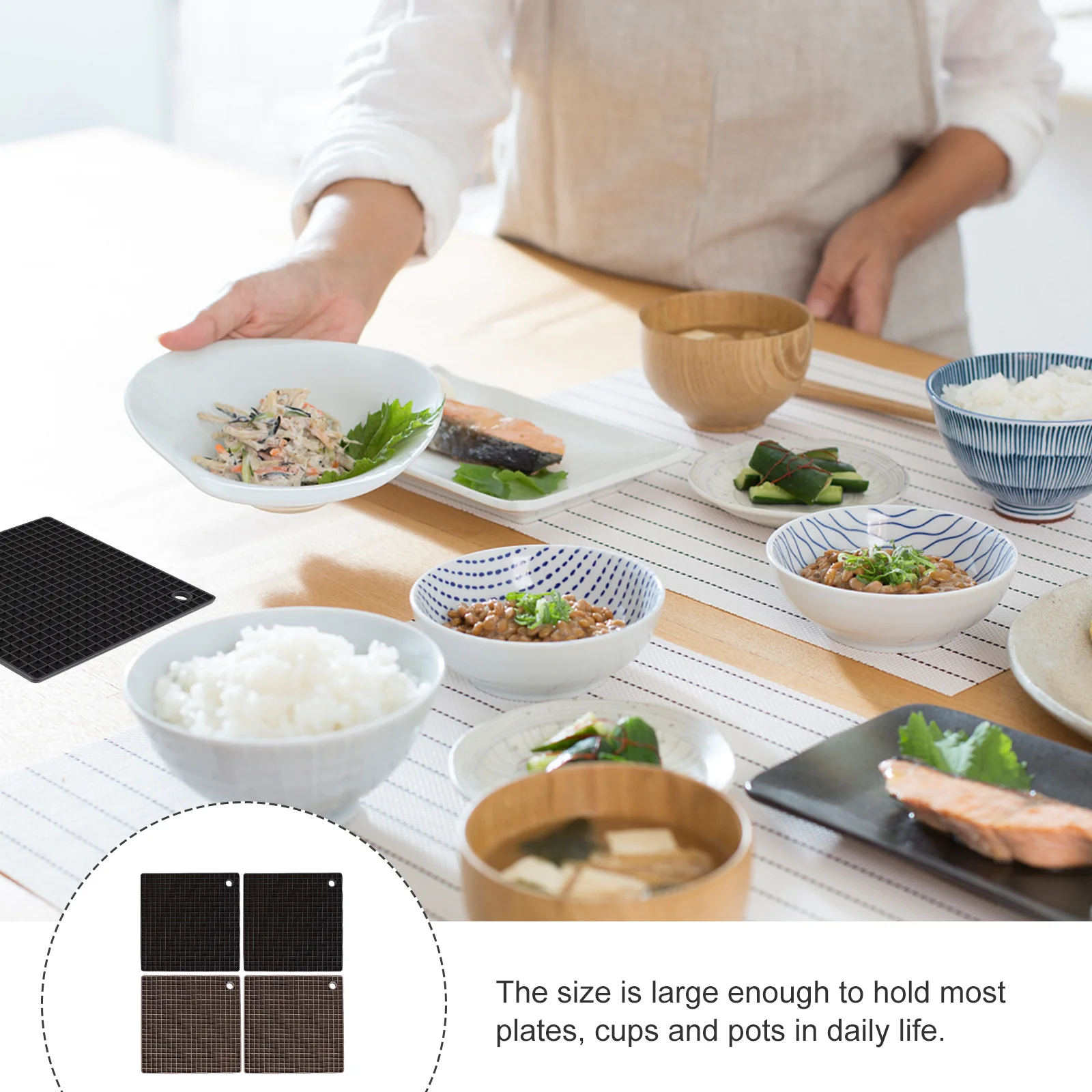 

4Pcs Heat Resistant Placemats Table Placemat Silicone Pot Holder No Harm Repeated Twisting Bending Storage Placemat