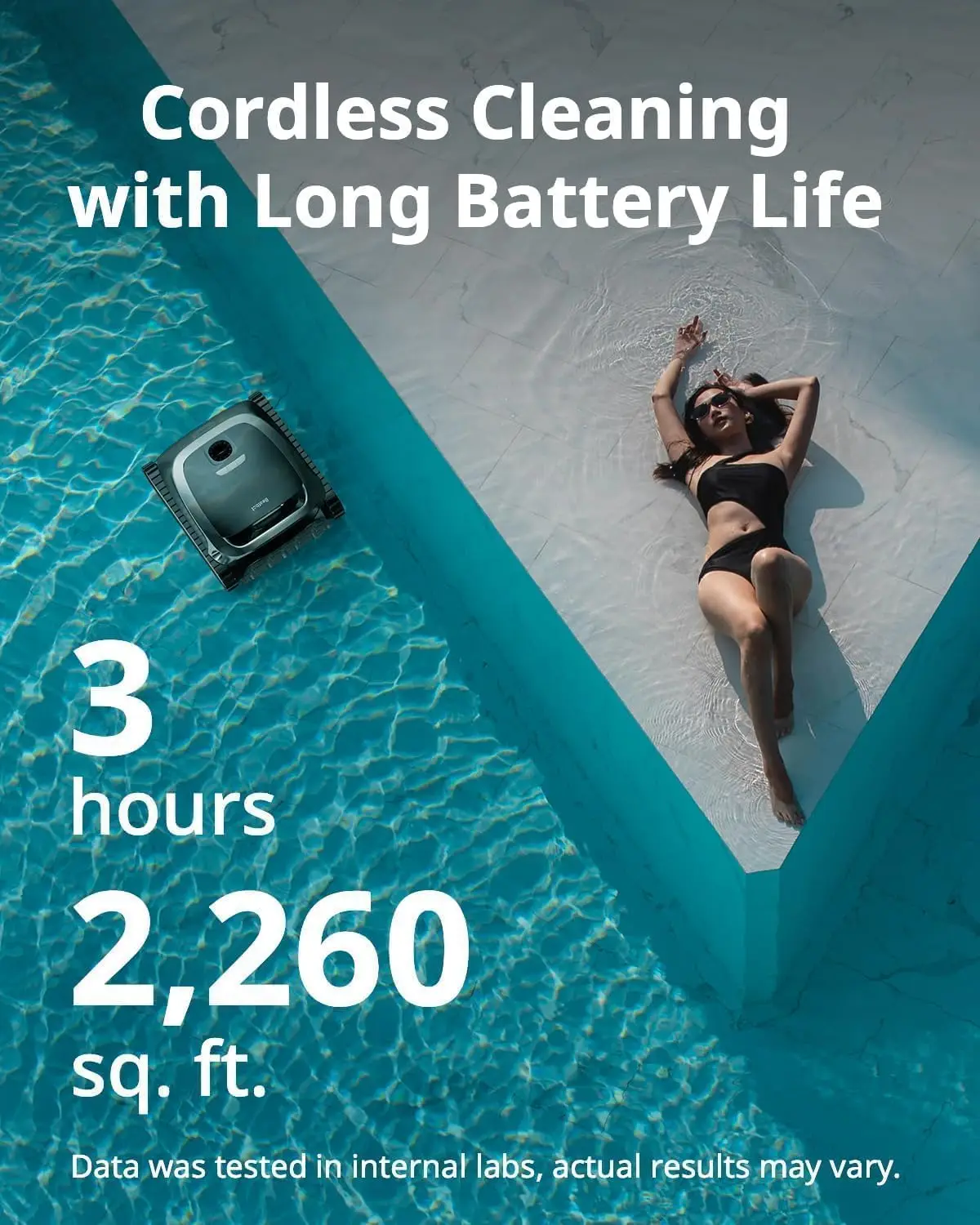 مكنسة حمام السباحة الآلية اللاسلكية من Beatbot AquaSense، تحسين المسار الذكي ينظف جدران الأرضية والخط المائي