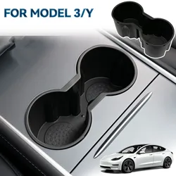 TPE Plastic Water Cup Holder Accessories Waterproof Console Cup Holder Insert Double Hole Holder For Tesla Model 3 / Y 2021 2022