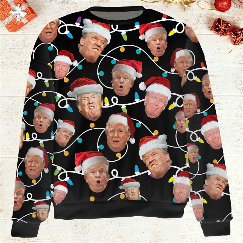 Men's Sweatshirt Donald Trump Graphic USA Fashion Make America Great Again Men Pullover Ugly Christmas Sweater Tops Clothing