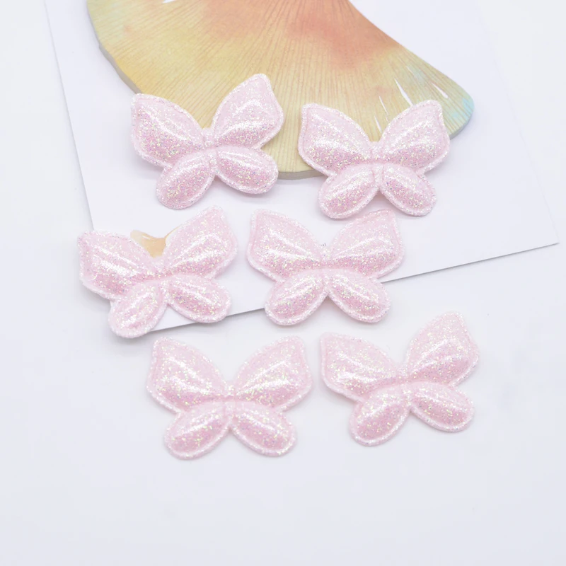 50Pcs 32*25mm Kawaii PU Leather Butterfly Applique for DIY Girl Headwear Hair Clips Decor Accessories Clothes Hat Sewing Patches