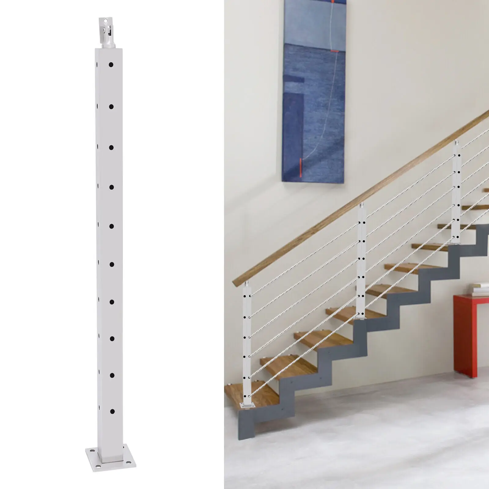 Square Shape Handrails, Stainless Steel Handrail Railing, Floor Mounted Handrail, Stair Rail Hand Rails for Outdoor Steps