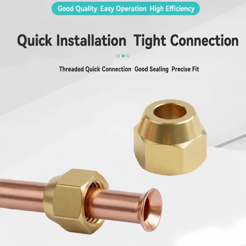 High Precision Brass Flare Nut Metric Thread Gold Brass Nut Hex Pipe Connector Hydraulic Pipeline