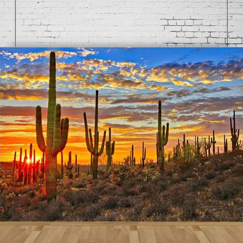 

Photography Backdrop Desert Sunset Scenery Cactus Poster Tourist Scenery Interior Decor Background Portrait Shooting Banner