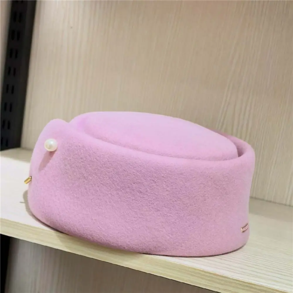 New Wool Wool Beret Hat Elegant Pearl Detail Pink Color Fedora Cap Royal Style Design French Beret Hat Formal Event