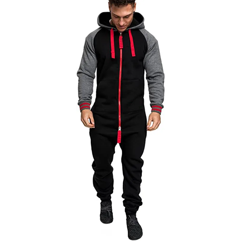 2022 männer Mit Kapuze einteiliges Herbst/Winter Long Sleeve Zipper einteiliges Anzug Mode Farbe Passenden freizeit Sport Hause Tragen Für