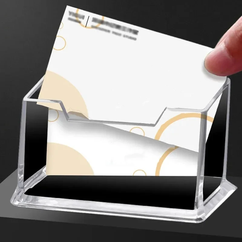 3PCS Clear Desk Shelf Box Storage Display Stand Acrylic Plastic Transparent Desktop Bussiness Card Place Large Capacity Card Box