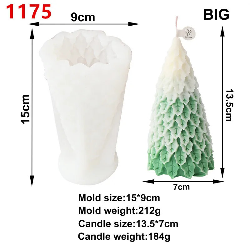 3D Christmas Tree Candle Molds Silicone Pine Tree Silicone Mold for Epoxy Resin Casting DIY Aromatherapy Candles