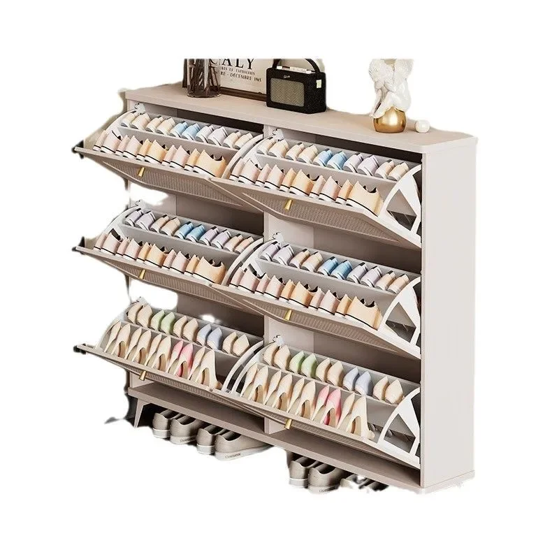 Rattan shoe cabinet, simple tipping bucket storage locker at the entrance of the home