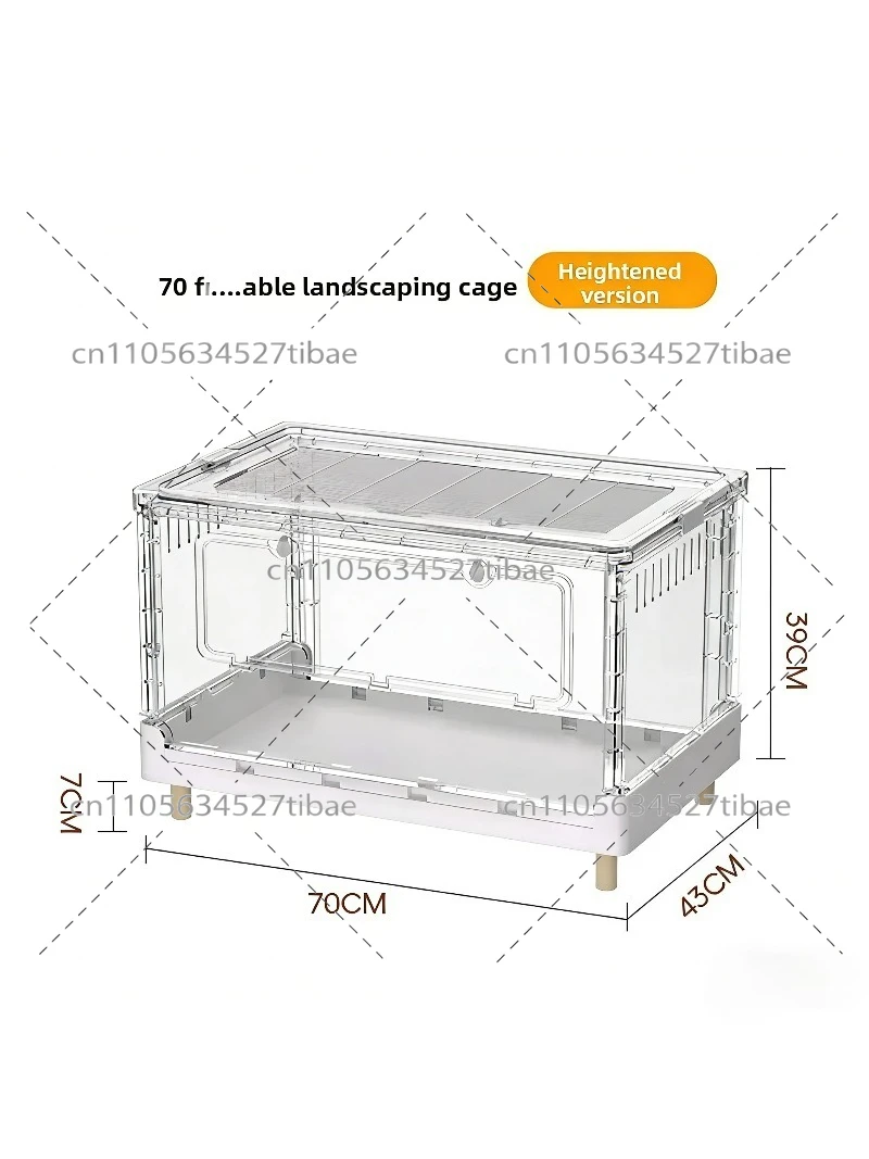 Hamster Cage 70cm Acrylic Transparent Foldable Guinea Pig Cage Landscape Indoor Cage with Disassembled Roof Top for Small Pets