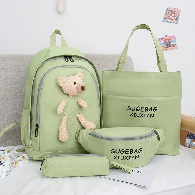 Bear Schoolbag Sets para Meninas, Bolsas, Pacotes de Cintura, Respirável, Impermeável, Grande Capacidade, Viagem de Lazer, Bolsa de Ombro, Mochilas Kawaii