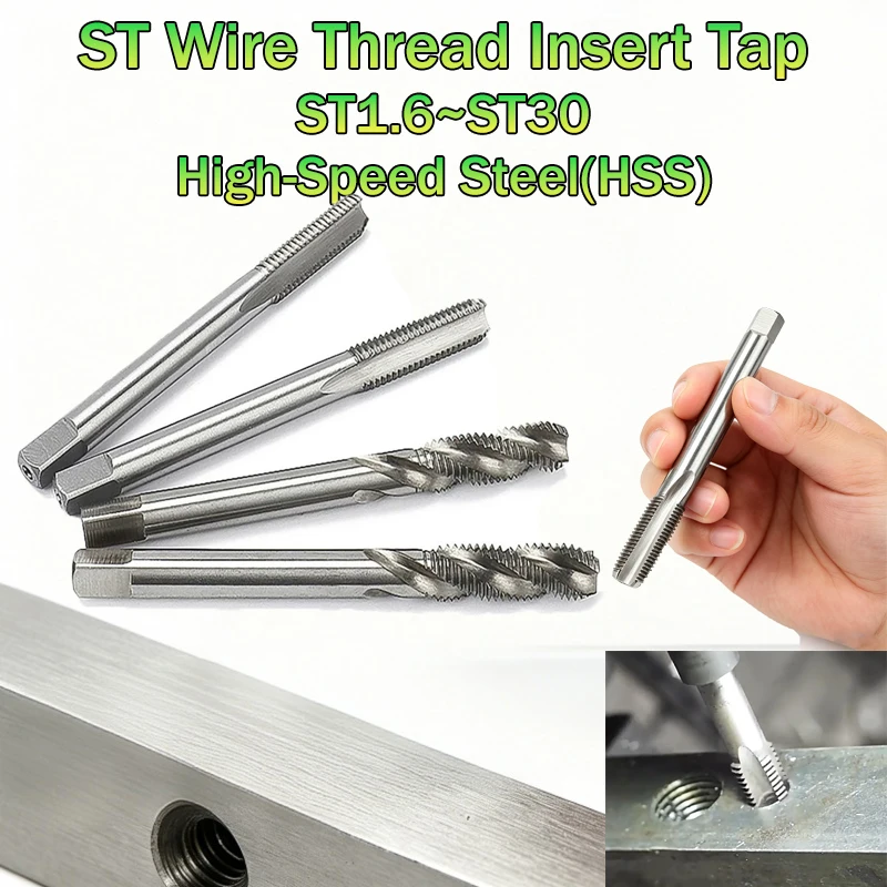 1pcs ST Wire Thread Insert Tap Right Hand Straight Flute/Spiral Flute Tap ST1.6~ST30 Metric HSS Thread Tool Screw Taps Drill