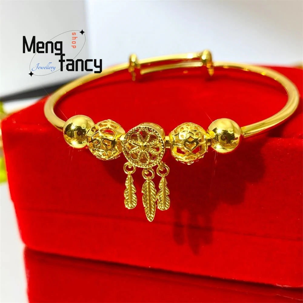 Vietnam Sand Gold 24K Hollowed Delicate Bracelet Fashion Luxury Charms Fine Jewelry Sets Women Bangle Customized Holiday Gifts