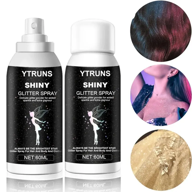 Spray Glitter argento per capelli e corpo da 60ml-luccicante a lunga durata per Prom, feste ed eventi