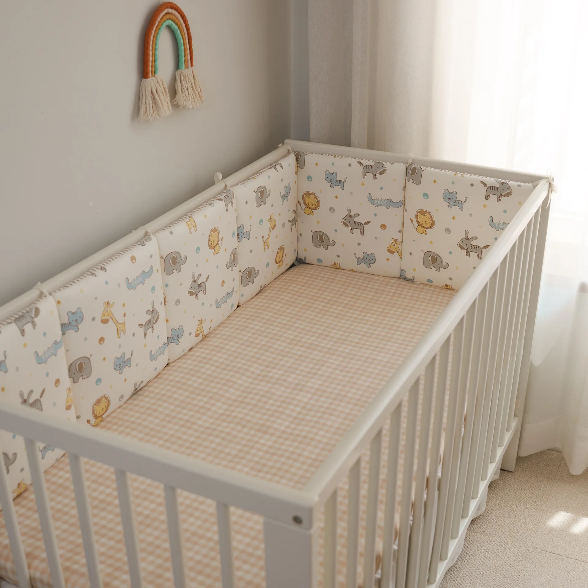 6-ピース-セットプリントベビーベッドプロテクターベビーベッドバンパーパッドベビーベッドバンパー衝突防止綿ベビーベッドバンパーベビーベッドプロテクター-30-30-センチメートル